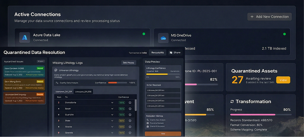 Exocore concept showing AI-assisted exploration data workflows